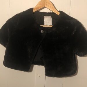 Designed for Gymboree Elegant Black Faux Fur Bolero Jacket size 14 girls